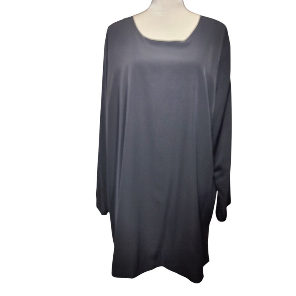 NWT Vintage Anywear Josie Natori 2X Reversible Tunic Top Black Tan Long Sleeve